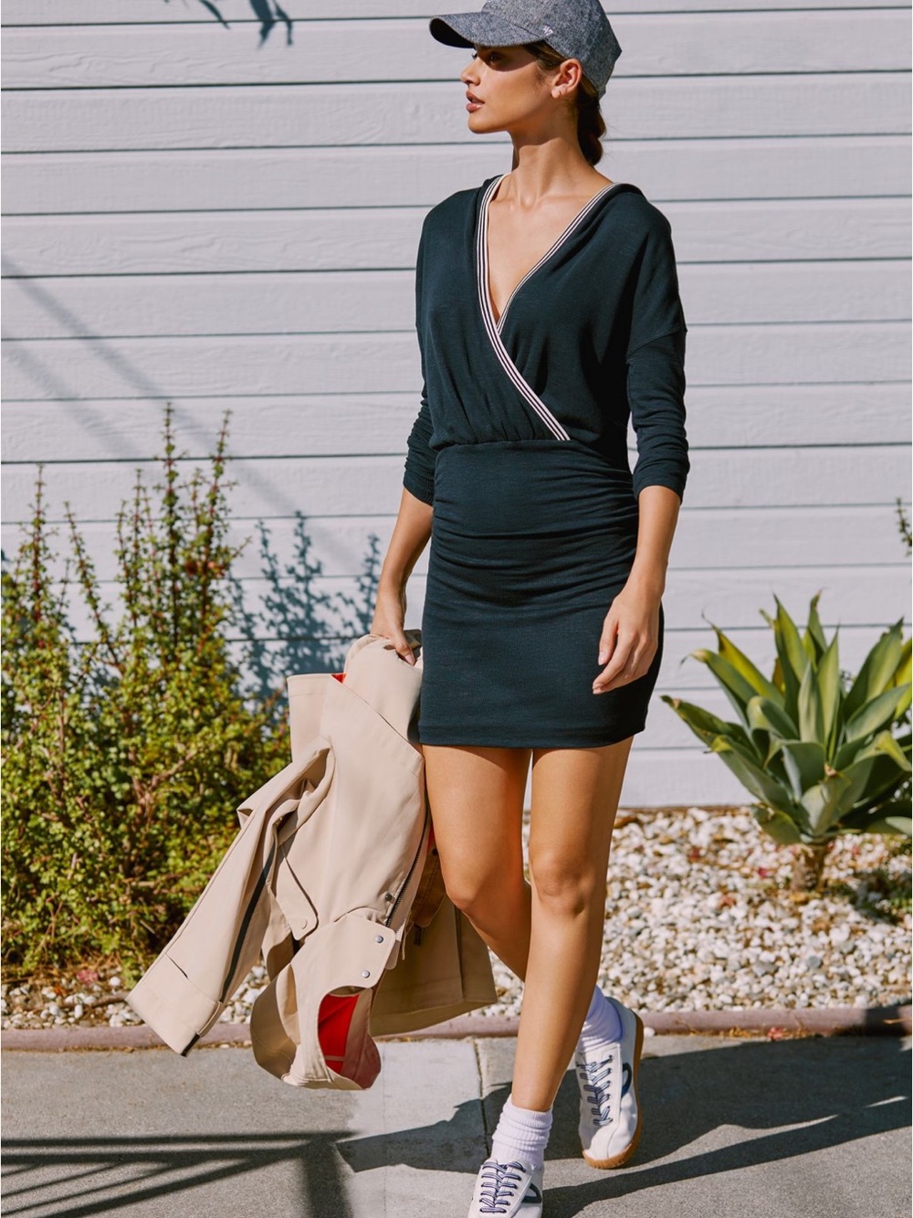 Daily Practice by Anthropologie Long-Sleeve Ruched Mini Dress - XS